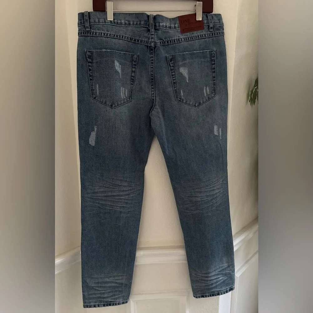 One X Oneteaspoon Baggie Distressed Blue Jeans - Picture 2 of 5